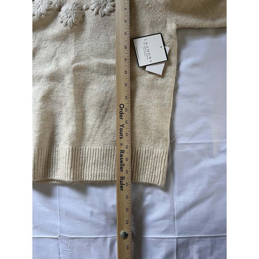 Laundry By Shelli Segal Sweater WomenS S Beige Marshmallow Floral Knit Crop NWT - Picture 10 of 11